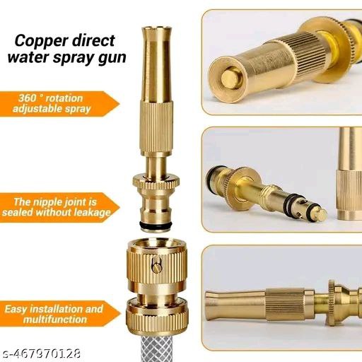 PACK OF-1 Brass Water Spray Nozzle Suitable for 1/2" Hose Pipe Adjustable Brass Spray Nozzle Water Pressure Booster Brass Nozzle Water Spray Gun for Car Wash & Gardening Water Pressure Nozzle