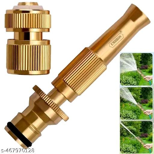 PACK OF-1 Brass Water Spray Nozzle Suitable for 1/2" Hose Pipe Adjustable Brass Spray Nozzle Water Pressure Booster Brass Nozzle Water Spray Gun for Car Wash & Gardening Water Pressure Nozzle