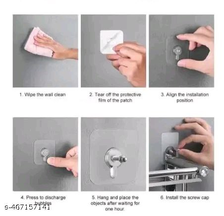 20 Pcs Adhesive Hooks, Detachable Self Adhesive Wall Screw Hooks, Punch-Free Wall-Mounted Screw Hook,Seamless Transparent No Nails Drill Waterproof Hooks for Bathroom, Kitchen, Hooks & Hangers