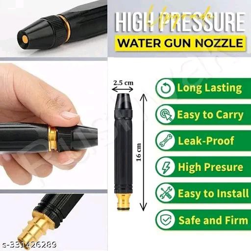 High Pressure Hose Nozzle Water Spray Gun with Connector, Multifunction Adjustable Sprayer Flow for Cleaning Car, Washing Bike, Wash Home and Watering Garden and Plants Portable Direct Metal Water Pen Spray Gun(Without Pipe)