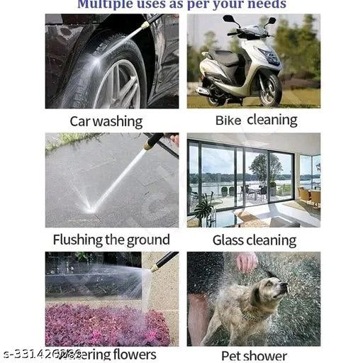 High Pressure Hose Nozzle Water Spray Gun with Connector, Multifunction Adjustable Sprayer Flow for Cleaning Car, Washing Bike, Wash Home and Watering Garden and Plants Portable Direct Metal Water Pen Spray Gun(Without Pipe)