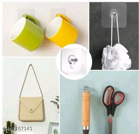 20 Pcs Adhesive Hooks, Detachable Self Adhesive Wall Screw Hooks, Punch-Free Wall-Mounted Screw Hook,Seamless Transparent No Nails Drill Waterproof Hooks for Bathroom, Kitchen, Hooks & Hangers